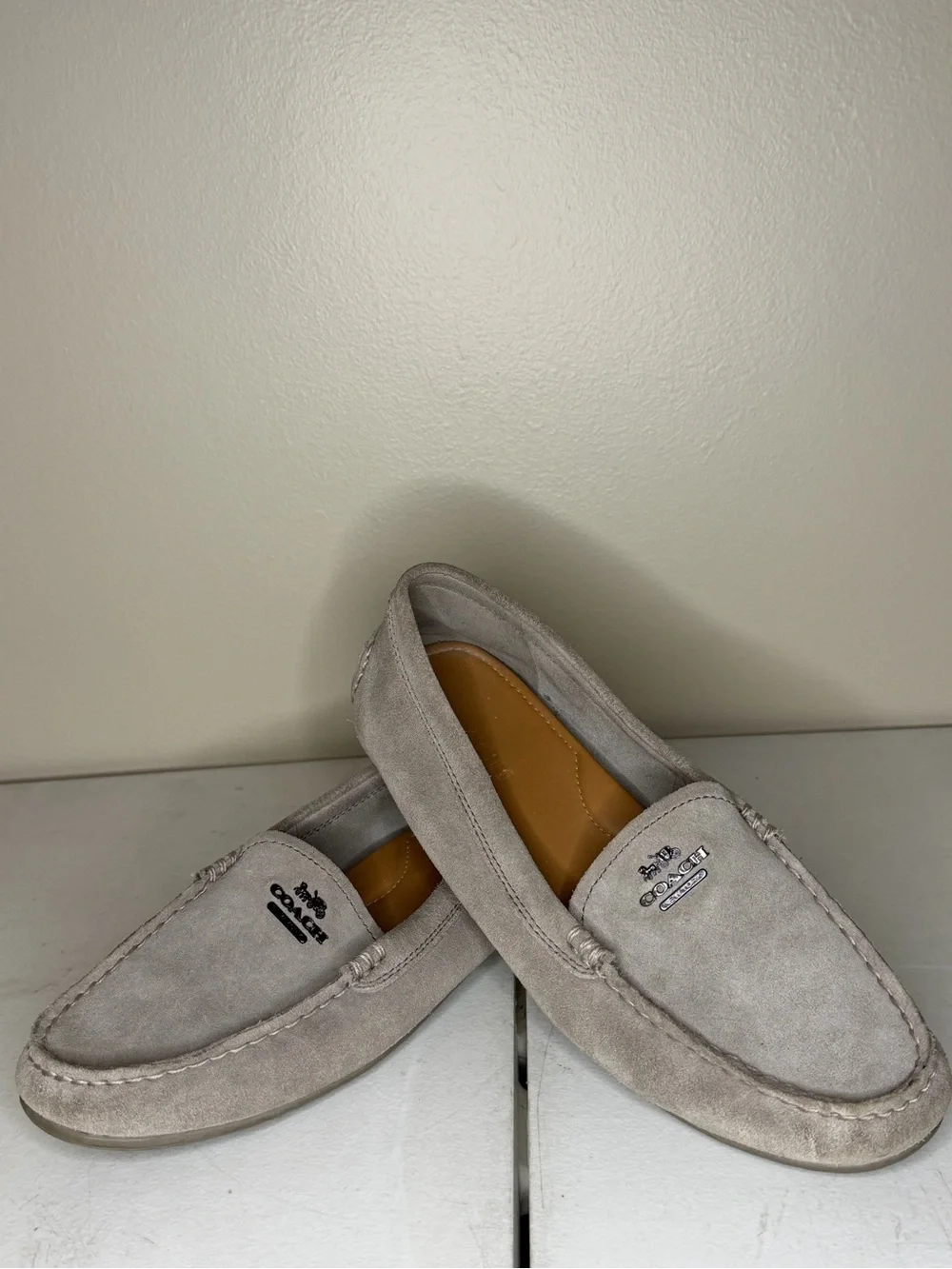 Coach Men’s Light Gray Suede Slip-On Loafers